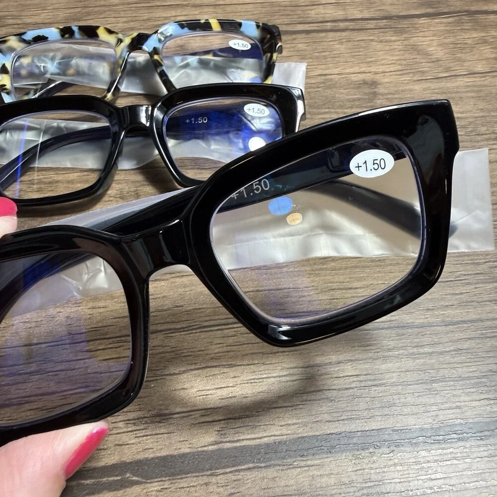 +1.50 Reading Glasses Women Stylish Blue Light Blocking Computer 5-Pack